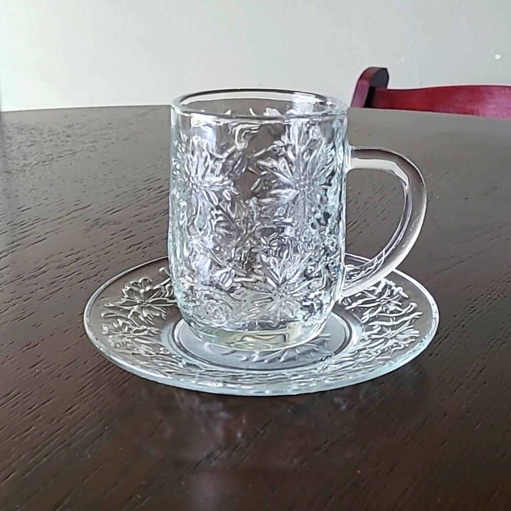 Princess House two pieces crystal mug and saucer Excellent preloved condition!!!
